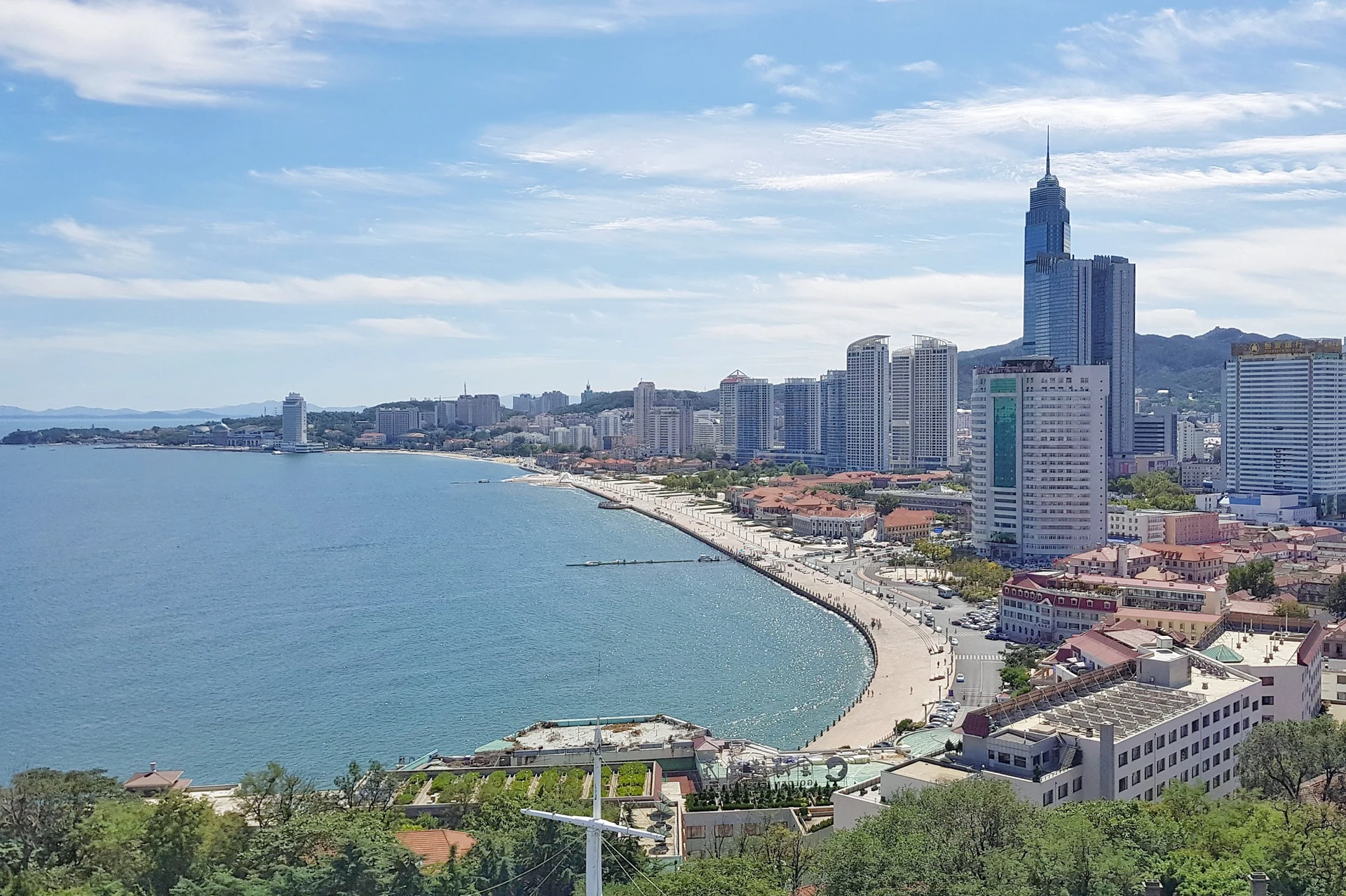 The coastline and sea near Yantai in Shandong Province