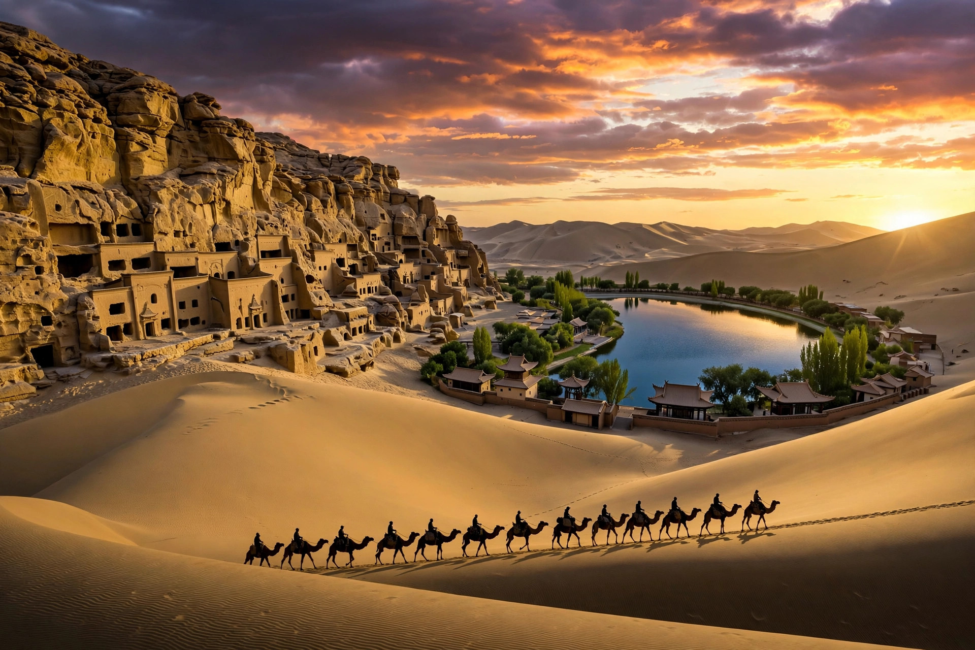 Mogao Caves and Crescent Lake, Dunhuang