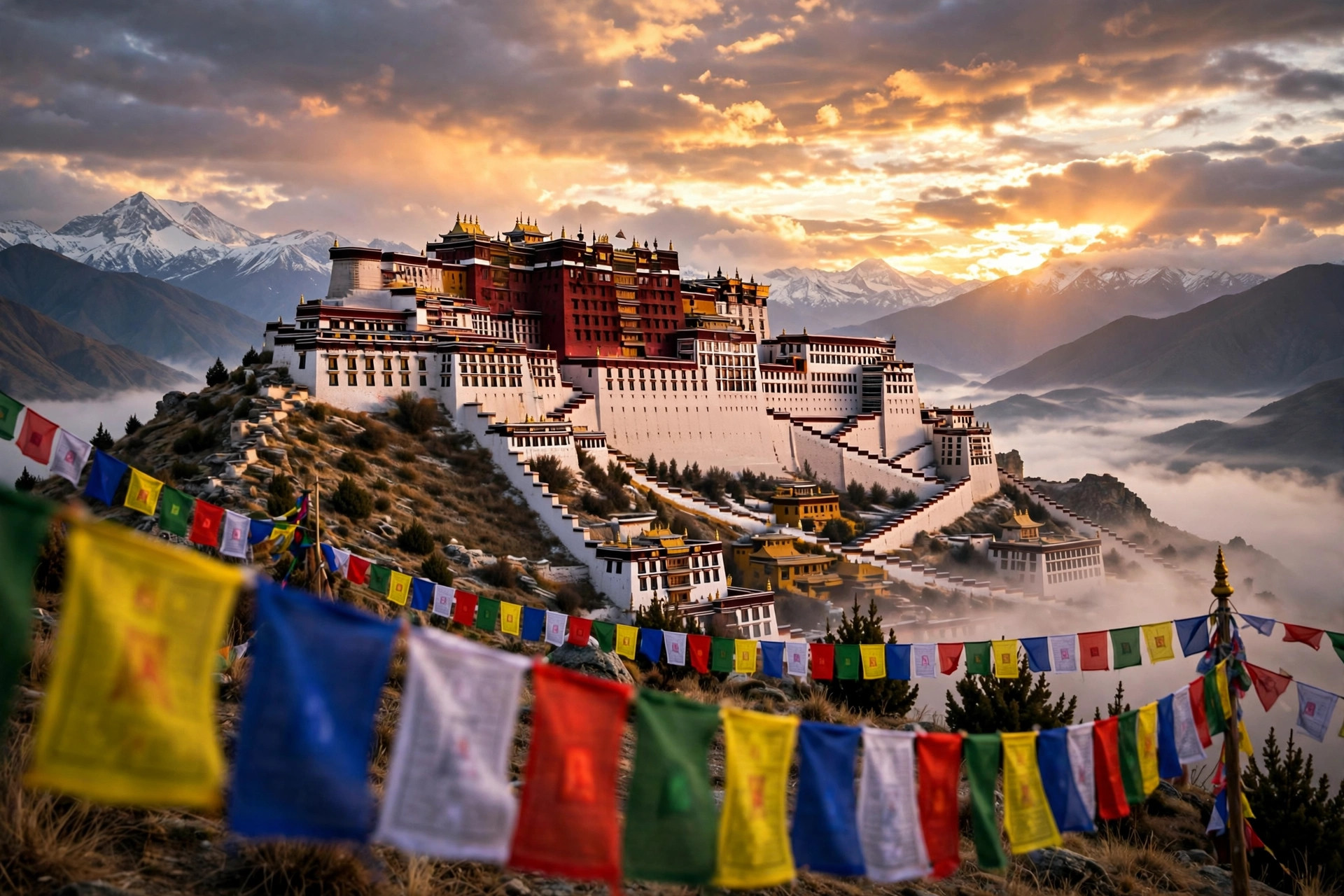 Potala Palace in Lhasa, Tibet at sunrise
